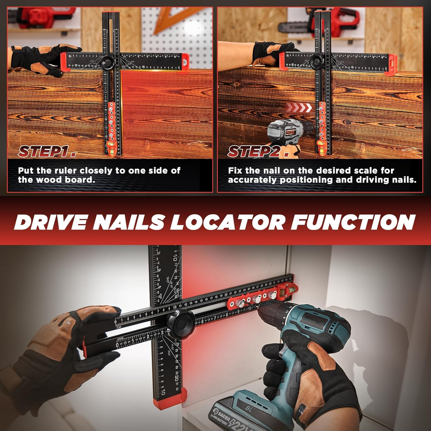 Taskrafter™ 2 in 1 Drilling Positioning Ruler