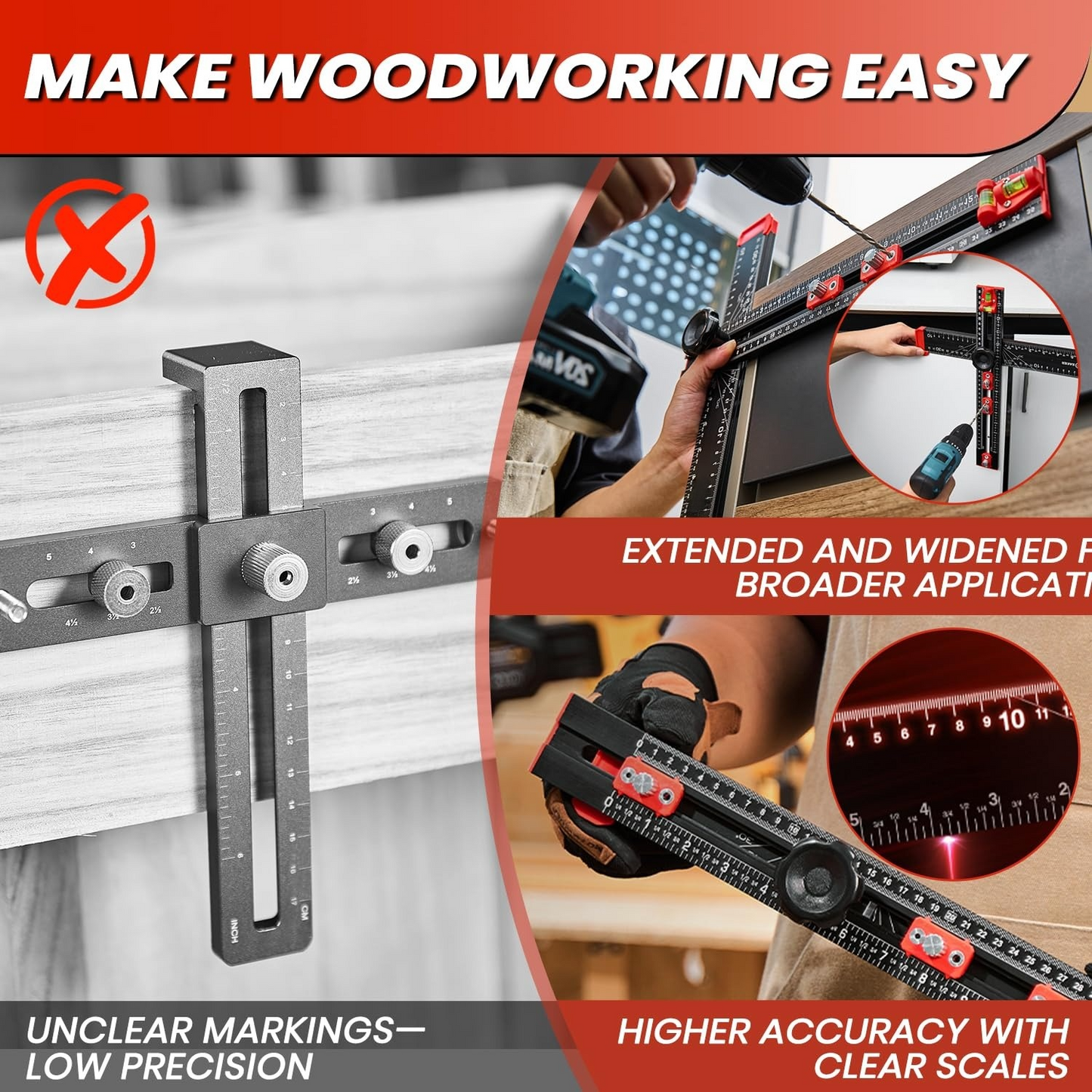 Taskrafter™ 2 in 1 Drilling Positioning Ruler
