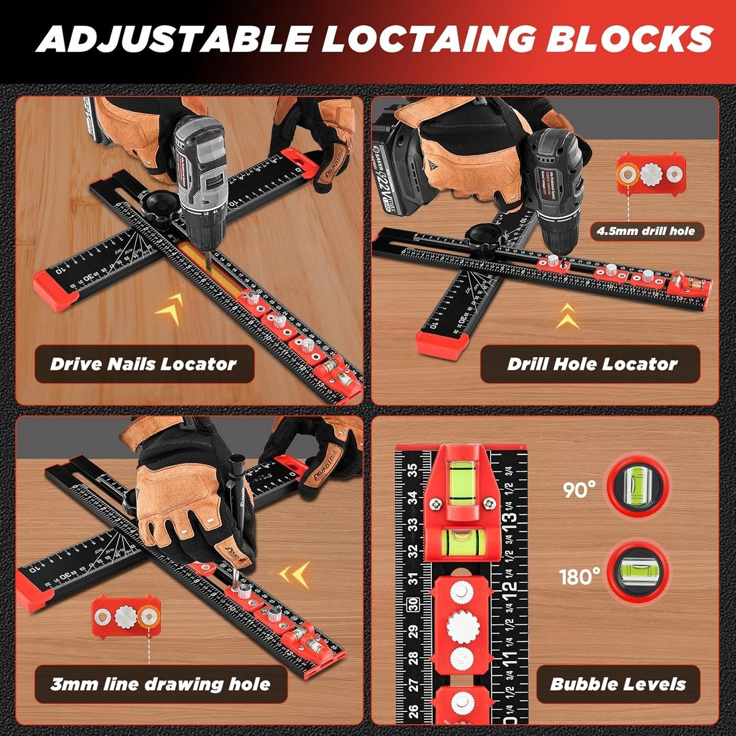 Taskrafter™ 2 in 1 Drilling Positioning Ruler