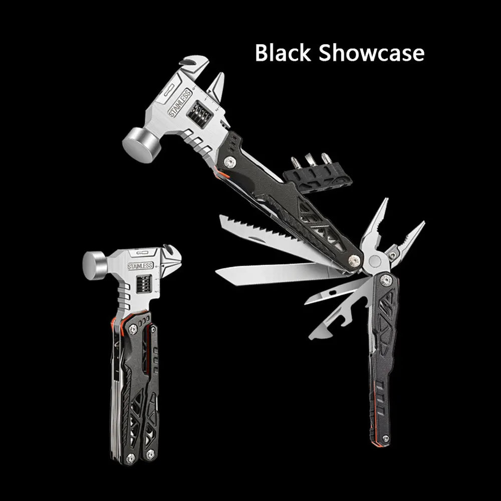 Multifunctional wrench hammer with a magnesium rod, whistle, and nylon pouch