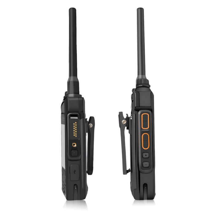 4G LTE walkie talkie illustrating unlimited range communication via cloud network