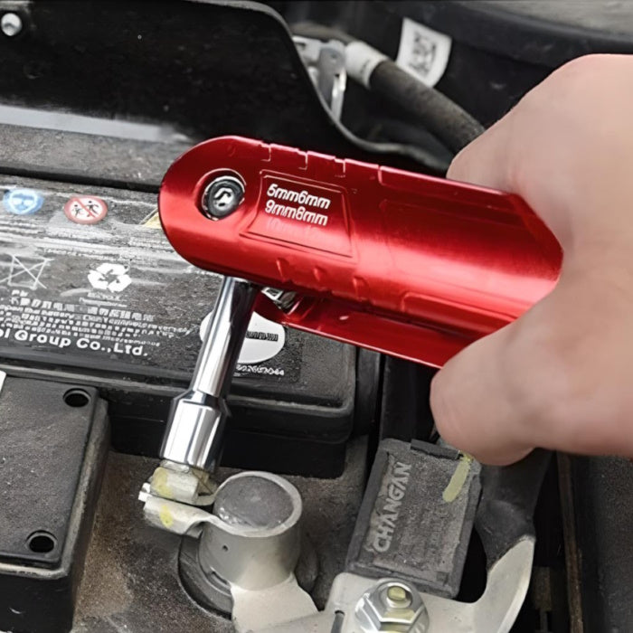 Two 6-in-1 folding wrenches shown in open and closed positions for comparison
