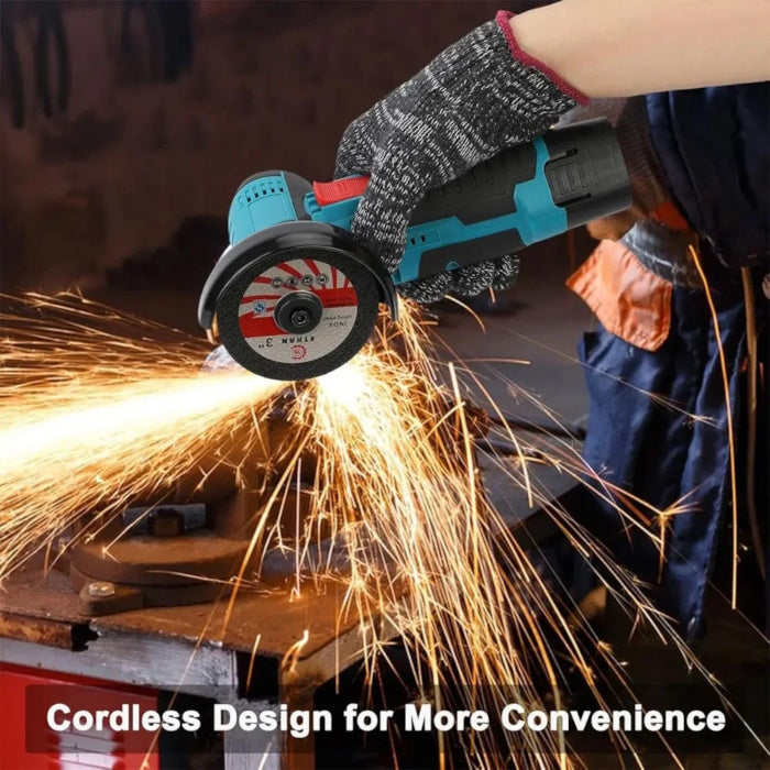 Internal view of the mini grinder showing brushless motor and thermal vent holes.