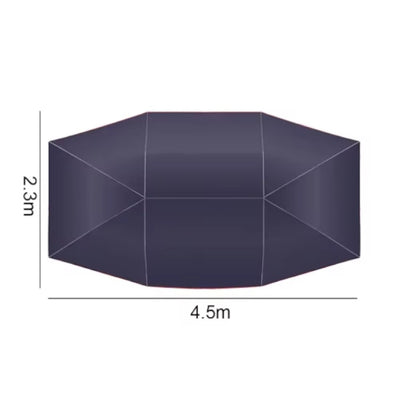 Technical drawing showing the 4.5m length and 2.3m width of the car umbrella
