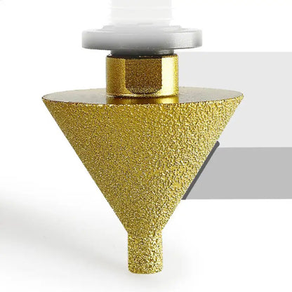 3-step guide: enlarging, beveling, and polishing holes with a diamond bit.