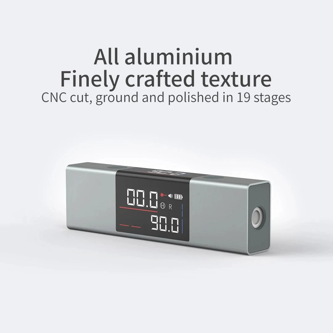Finely crafted CNC-cut metal angle finder with a sleek matte finish.