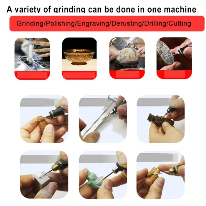 Engraving pen showing automatic power-off protection when meeting high resistance.