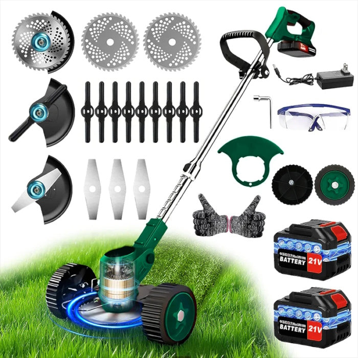 Green 21V Brushless Lawn Mower & 3-in-1 Weed Trimmer Kit