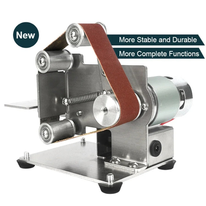 New stainless steel mini belt sander with high-torque motor and stable base.