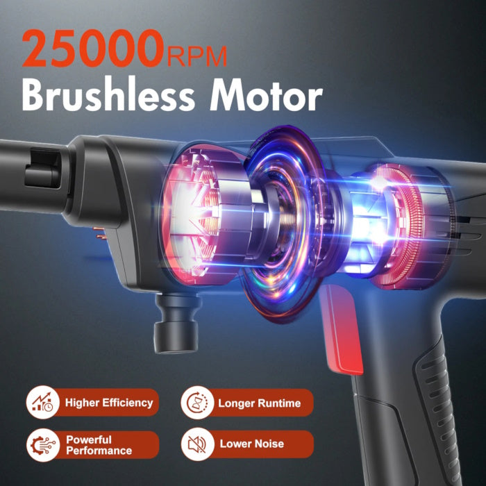 21V 4000mAh rechargeable battery providing 45-60 minutes of continuous cleaning