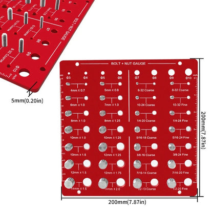 Red thread checker dimensions showing 7.87-inch length and 0.20-inch thickness.