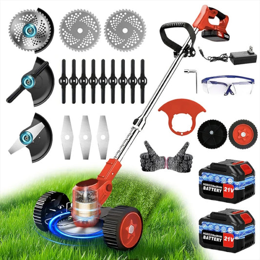 Red 21V Brushless Lawn Mower & 3-in-1 Weed Trimmer Kit