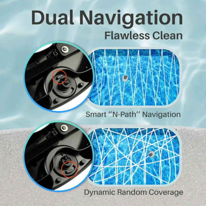 White robotic pool cleaner with remote control and charging dock