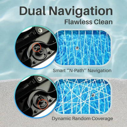 White robotic pool cleaner with remote control and charging dock