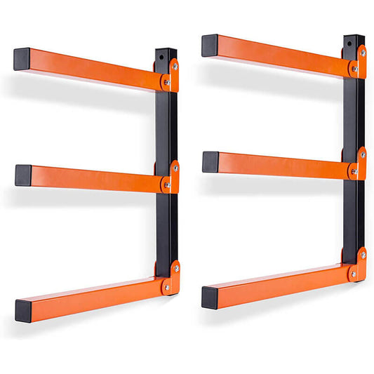Storage rack 2-pack: heavy-duty 3-tier wall mount system for lumber and pipes