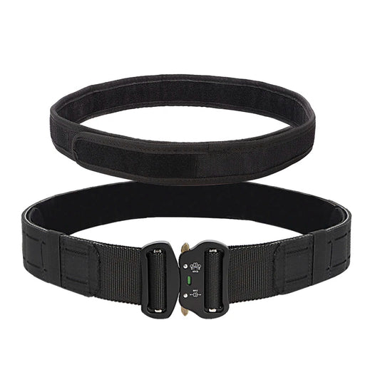 2 inch tactical belt: heavy-duty metal buckle with quick-release mechanism.
