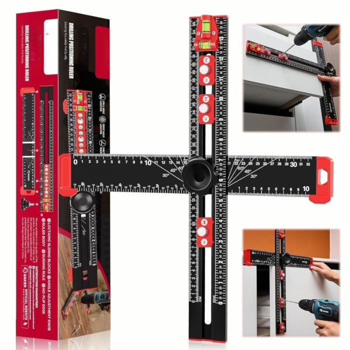Adjustable 2-in-1 drilling ruler for cabinet handles and knobs