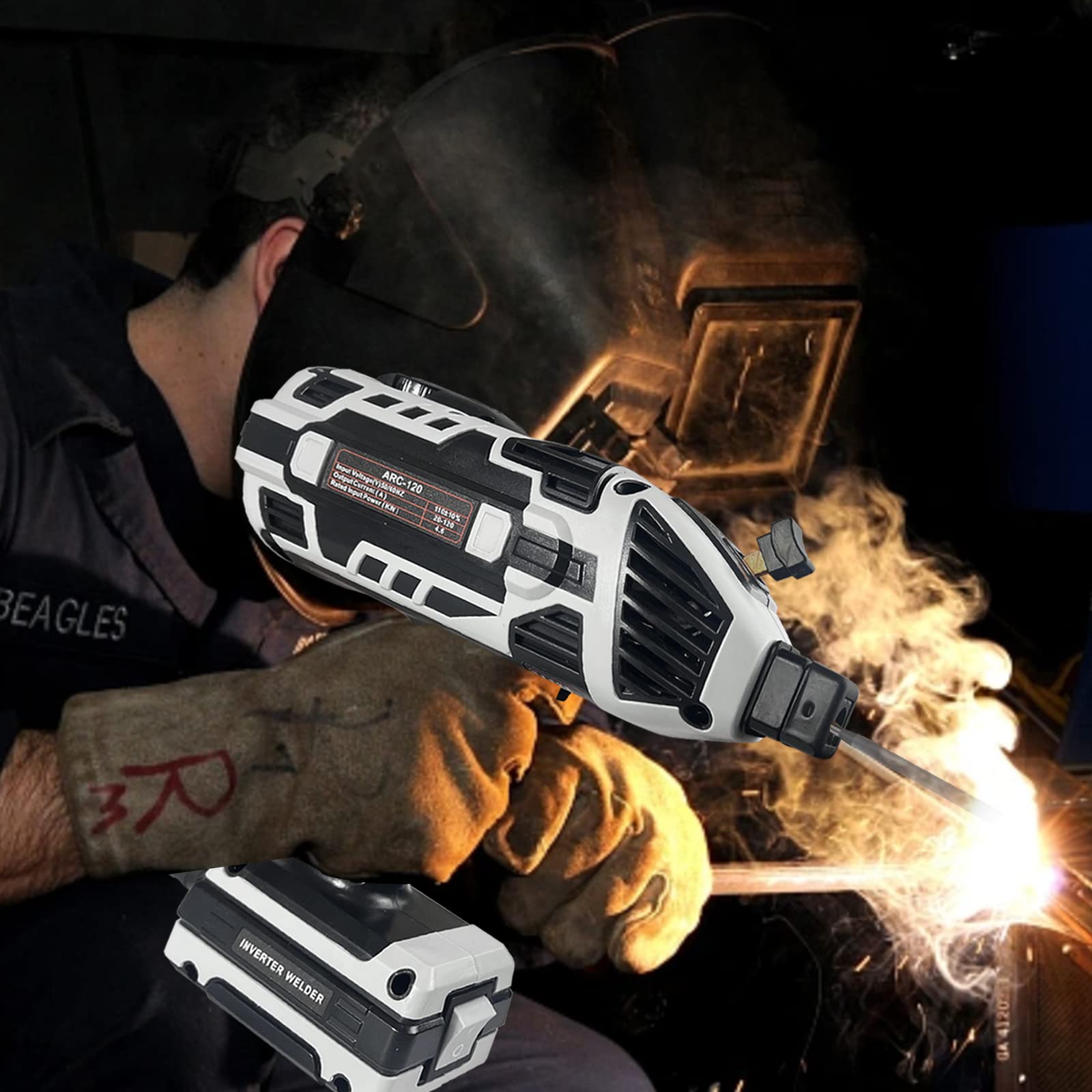 Portable handheld welder attached to a waist belt for hands-free carrying