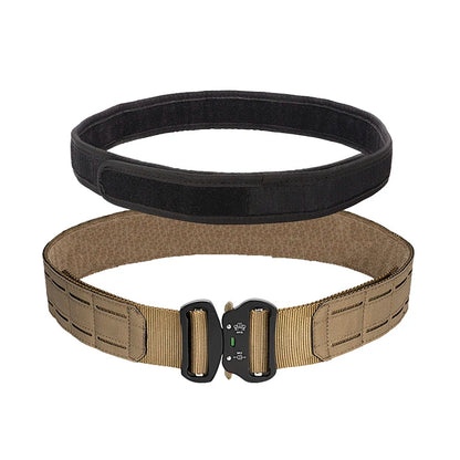 khaki 2 inch tactical belt with heavy-duty quick-release metal buckle