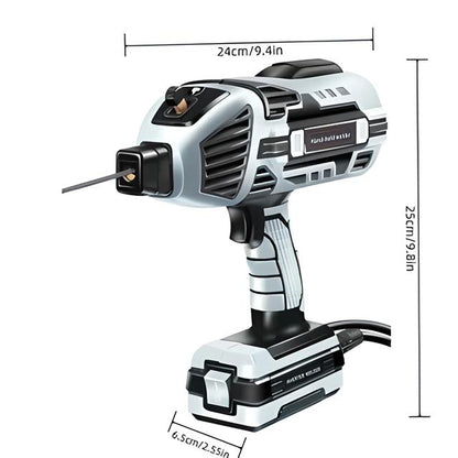 Portable handheld arc welder being held easily by one hand.
