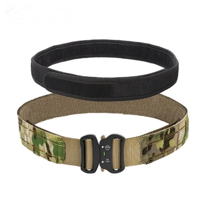 2 inch tactical belt: forged metal buckle with rapid quick-release.