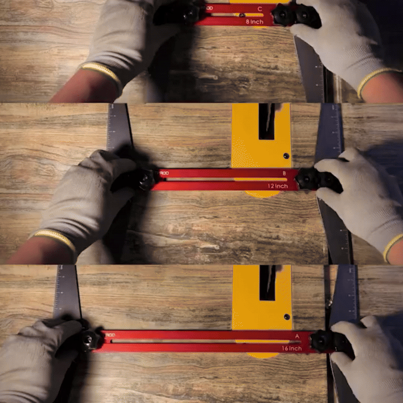 Measuring stair riser depth with an adjustable stainless steel template tool
