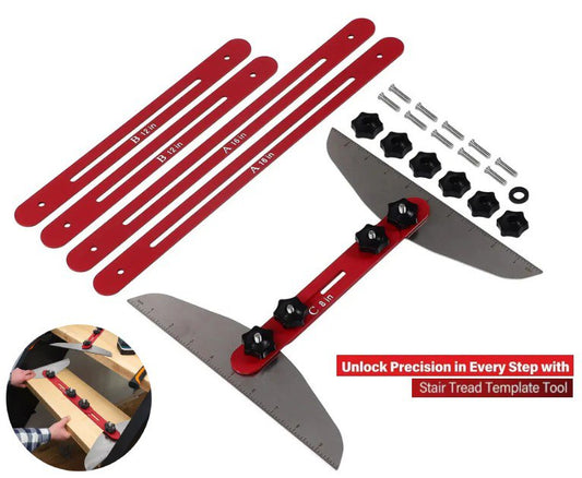 Full stainless steel stair tread template tool kit with extension rods