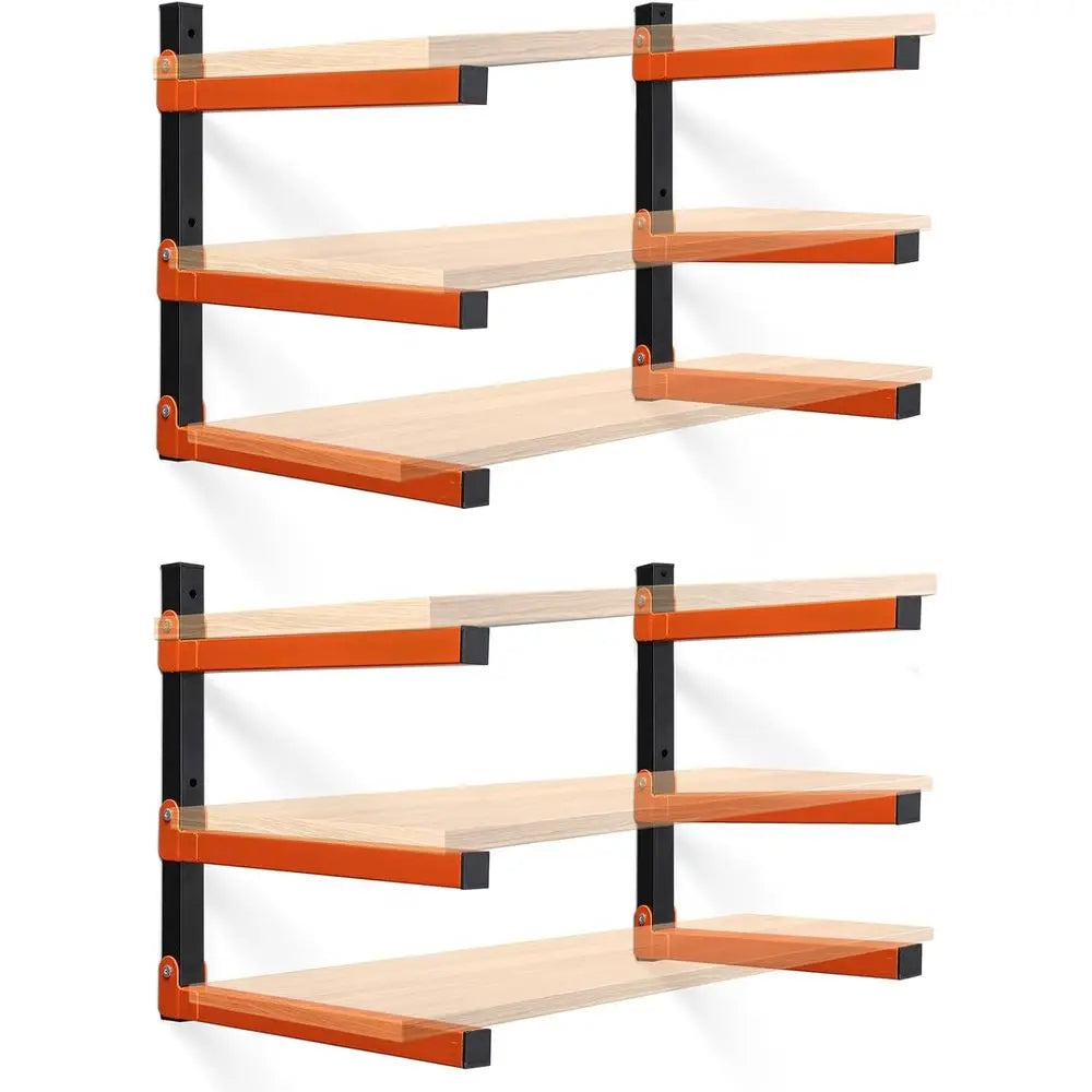 Storage rack for lumber: single wall mount bracket holds heavy wood planks.