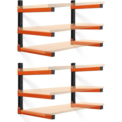 Storage rack for lumber: single wall mount bracket holds heavy wood planks.