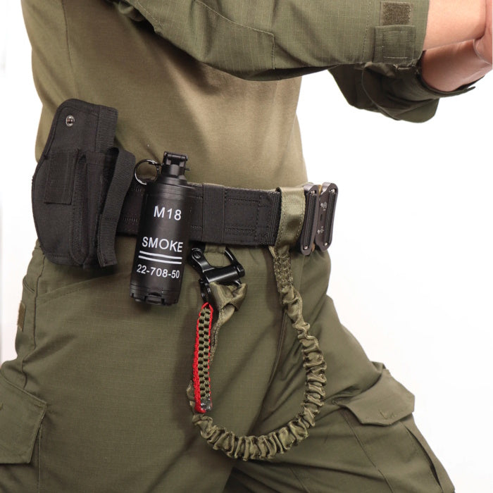 Reinforced stitching and hook-and-loop system on tactical belt.